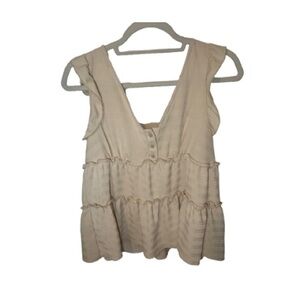 Women's Cream Sleeveless Top